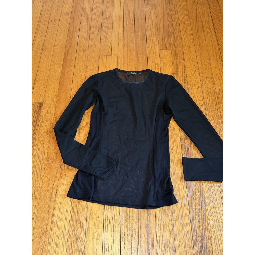 Iris Setlakwe Womens Shirt Small Black Sheer Mesh LS